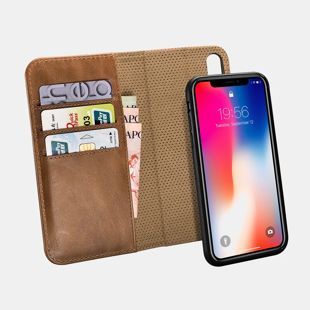 Icarer чехол для iPhone X кожаный бумажник из натуральной кожи флип сумка телефона