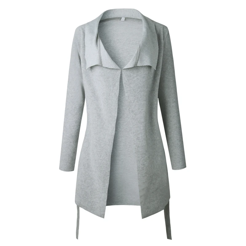 LOSSKY Autumn Women Casual Slim Asymmetric Length Open Stitch V Neck Lace Up Trench Elegant Outerwear 2018 New Cardigan Overcoat