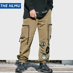 2019 для мужчин хип брюки карго уличная женская кожаная куртка Harajuku Винтаж шаровары джоггеры Тактический мотобрюки повседневное Sweatpant WJ215