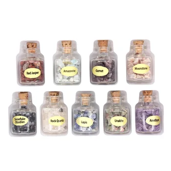 

Kraft-beads Wholesale 9 Pcs Mixed Color Small Stone Wish Bottle Pendant For Christmas Gift Jewelry