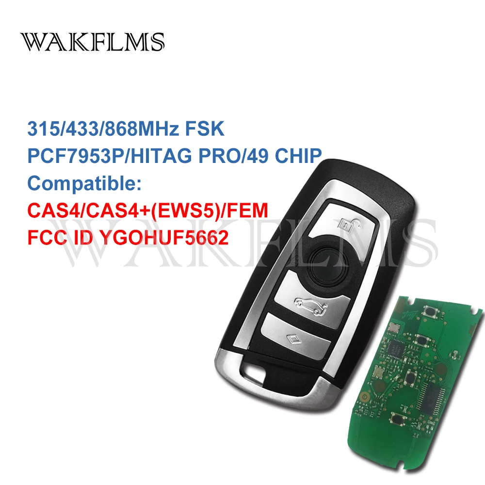 

4btn Smart Remote Key Fob Keyless For BMW F 5 7 Series FEM / BDC CAS4 CAS4+ EWS5 System 315 433 868MHz 2009 - 2016 YGOHUF5662