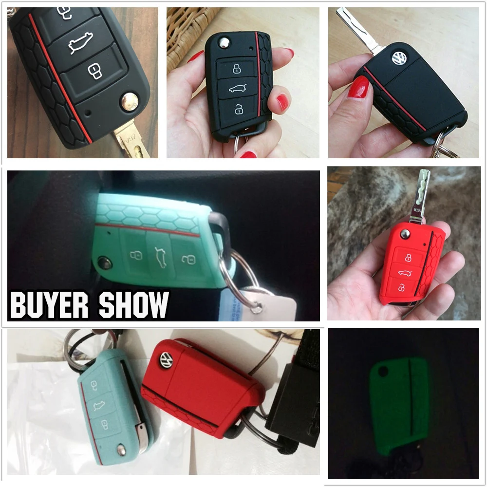 Подходит для VW Golf 7 Mk7 Skoda Seat 2014 2015 2016 3 кнопки флип ключ силиконовый чехол Fob корпус