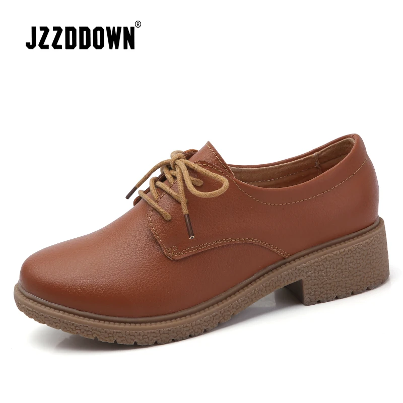 

Genuine Leather Spring women oxford shoes Leather Casual Shoe Ladies Lace Up 2018 Autumn Fashion Low Heel Loafers Footwear