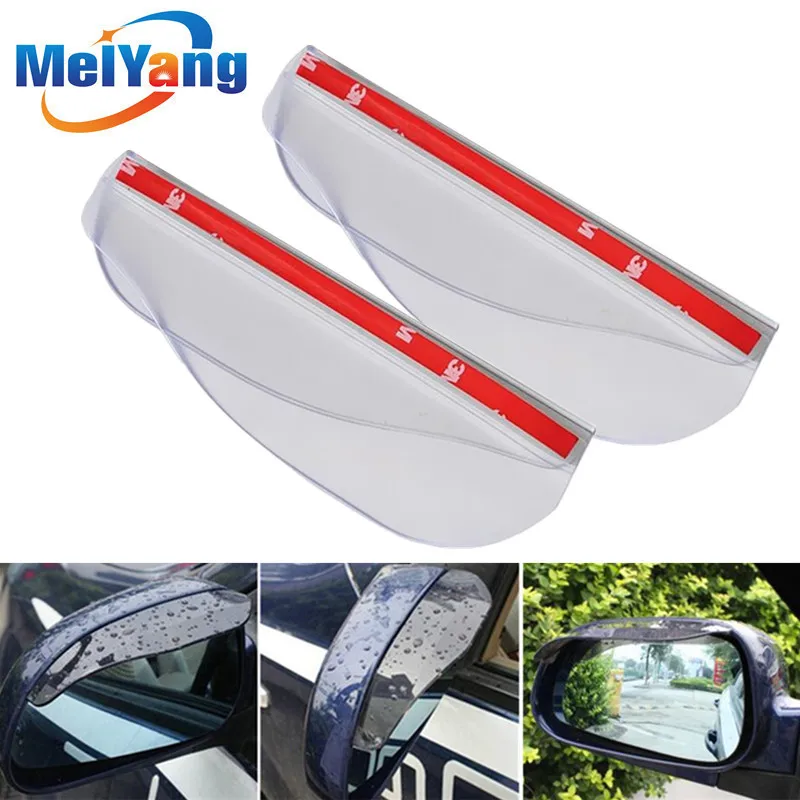 2Pcs Transparent Universal Car Flexible Plastic Rear Mirror Rain Board Eyebrow 2pcs universal car rearview mirror rain eyebrow auto car rear view side rain shield snow guard sun visor shade protector