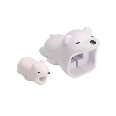 FFFAS устройство для сматывания кабеля Cute Tiger Loin Bear животное кабель протектор USB кабель Органайзер чомперы зарядное устройство держатель провода для Iphone - Цвет: bear