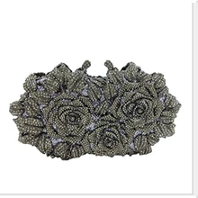 Европейский Стиль роскошный алмаз золотистая вечерняя сумочка цветочный клатч с украшением в виде кристаллов бисера Вечерний клатч сумка кошелек для свадьбы, вечеринки