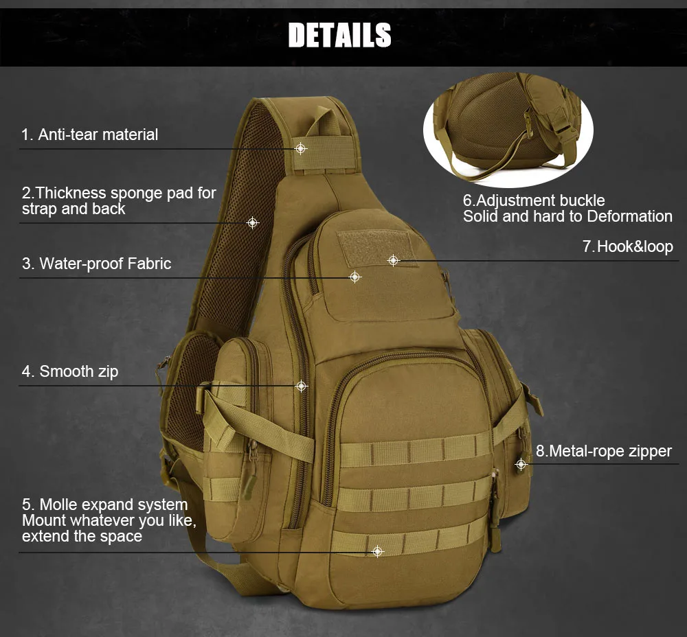 Тактические Военные рюкзаки Molle, 14 дюймов, рюкзак для ноутбука, 800D, нейлоновая Спортивная Сумка для кемпинга, походов, водонепроницаемый мужской рюкзак для путешествий
