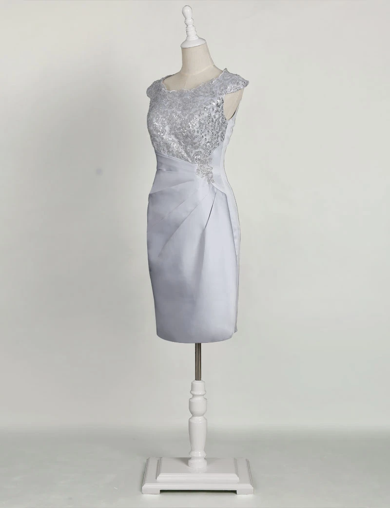 Серое Платье-футляр длиной до колена с аппликацией, платье для матери невесты