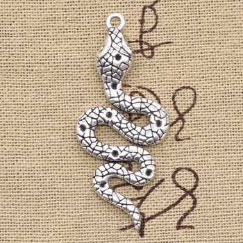 

4pcs Charms Snake Cobra 51x21mm Antique Silver Color Plated Pendants Making DIY Handmade Tibetan Silver Color Jewelry