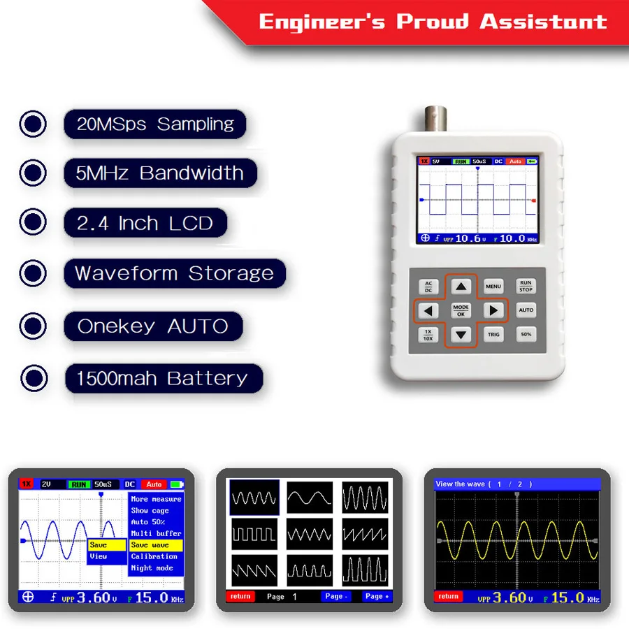DSO FNIRSI PRO Портативный мини цифровой осциллограф 5 м пропускная способность 20MSps частота дискретизации