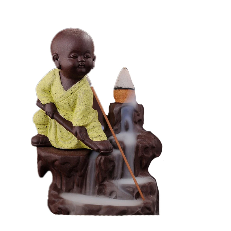 Отток благовоний горелка с Буддой керамическая курильница маленький монах держатель для ароматических палочек домашний декор ароматерапия C