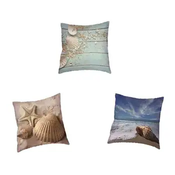 

Whalesale Cushion Cover Marine Animal Sea Star Flower Sun Glasses 45x45Cm Square Home Sofa Hotel Couch Car Seat Decor Houseware
