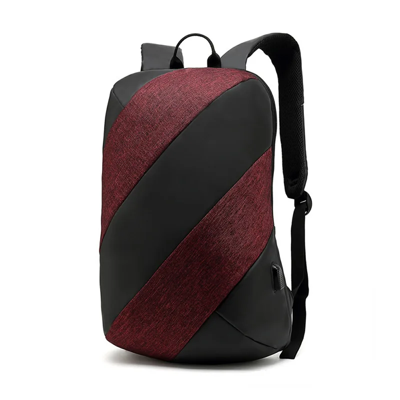 GNWYX черный, серый дизайн строчки мужской повседневный стереоскопический Противоугонный рюкзак зарядка через usb рюкзак для путешествий для 15,6 дюймов ноутбуков - Цвет: Красный