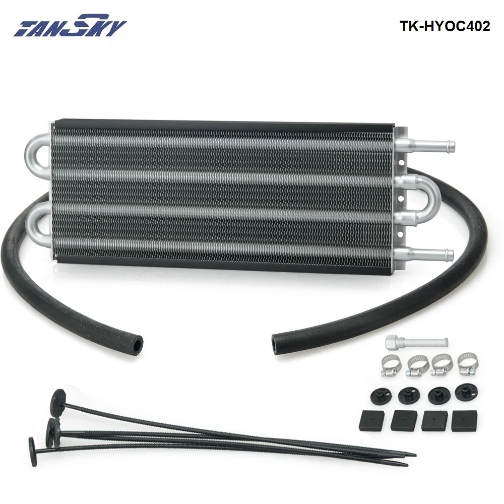 TANSKY -4 Row Black Universal Aluminum Transmission Oil Cooler/Radiator Converter Manual Auto 402 OC-1402 2,500 lbs TK-HYOC402