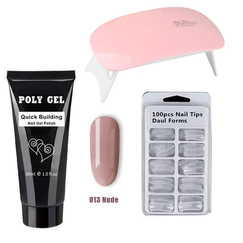 

30ml Poly Gel Nail Art Sets&Kits UV&LED Lamp Poly Gel Hard Lasting False Nails Double-end Nail Brush Pusher Solution Art Sets