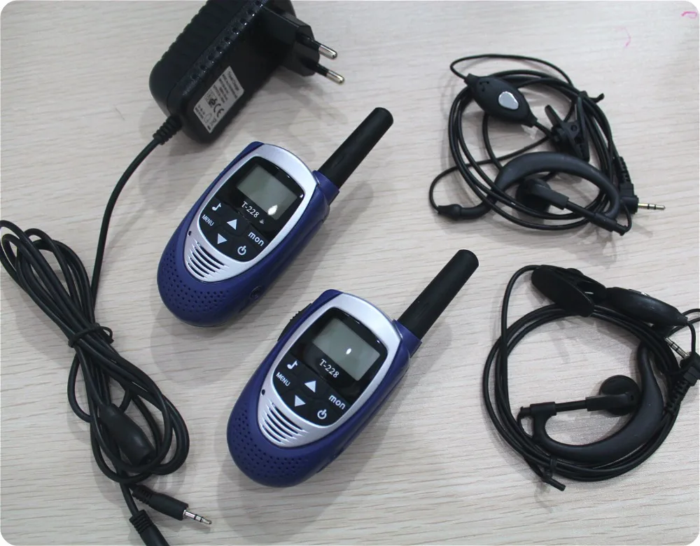 2pc T228 Mini Portable Radio Walkie Talkies Pair Blue Uhf Cb Radios Set