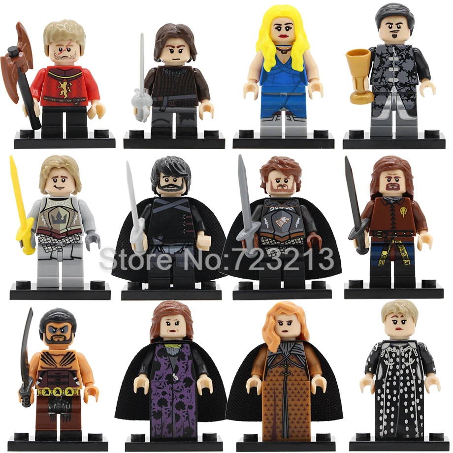 

12pcs Game of Thrones Jon Snow Figure Set Dany Sansa Robb Stark Tyrion Cersei Jaime Lannister Petyr Baelish Building Block Toys