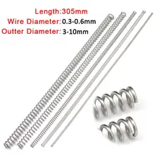 304-Stainless-Steel Long-Spring Spring-Wire-Dia Compression 3-10mm-Length Outer-Dia 3pcs