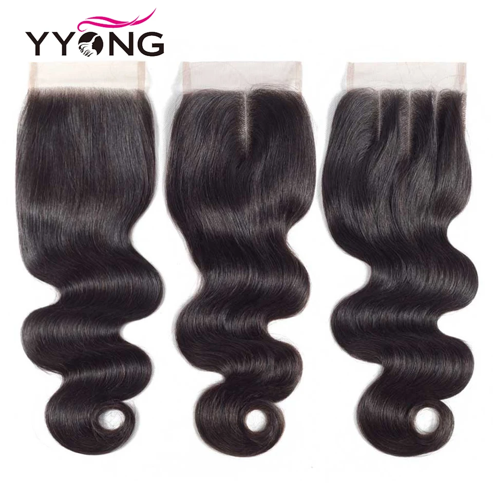 

Yyong Hair Brazilian Body Wave Closure Remy Hair Weave 4X4 Lace Closure Free/Middle/Three Part Swiss Lace With Baby Hair 8"-22"