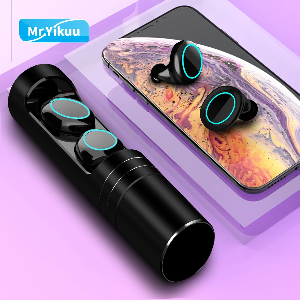 

Mini Wireless Headphones Bluetooth 5.0 Earphone IPX7 Waterproof Stereo Earbud with Metal charger box For iPhone 7 X Sony headset