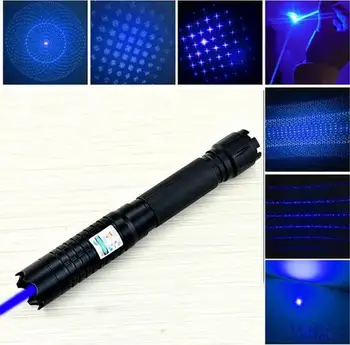 

High Power Blue Laser Pointers 50000m 450nm Flashlight Burning Match/dry wood/candle/cigarettes+5caps+charger+gift box