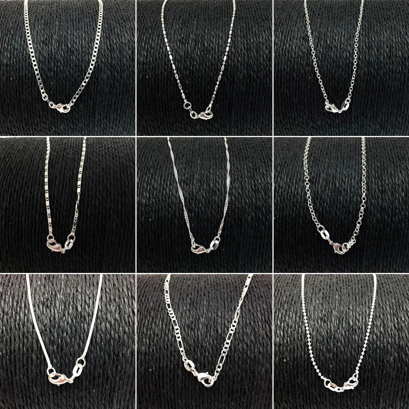 Shellhard Fashion Making Jewelry Vintage Silver Plated Water Wave Chain Figaro Flat Bead Chain Necklace Femme Bijoux 16-30inch