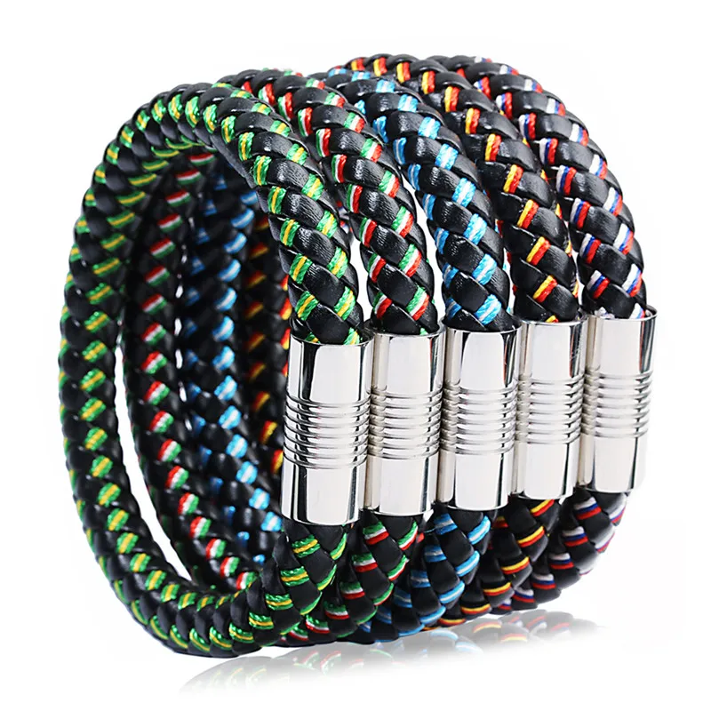 

XINYAO Fashion Genuine Braided Leather Rope Bracelets For Women Mens Stainless Steel Clasps Braclet Bangles Female Jewelry
