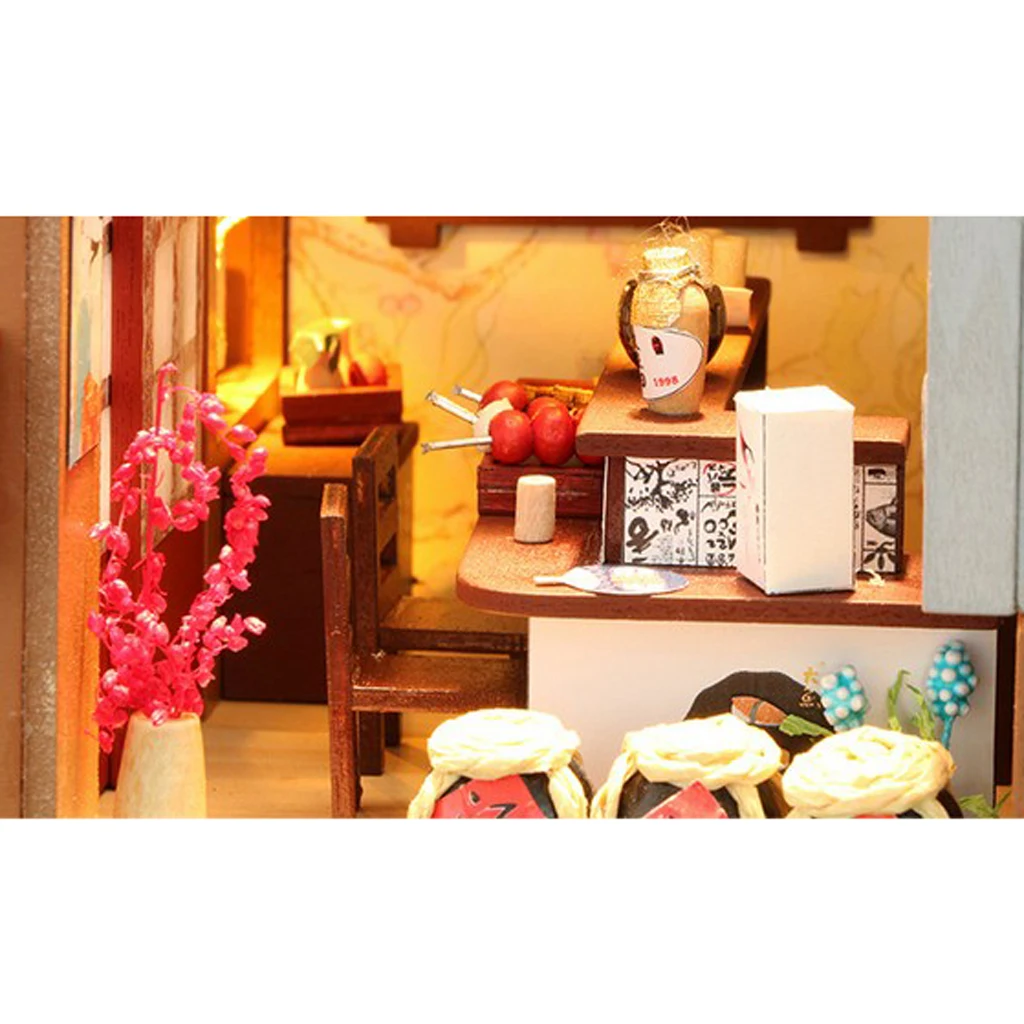 1:24 DIY Miniature Dolls House with Furniture Kit Japanese Styled Izakaya Kids Toy Birthday Gifts