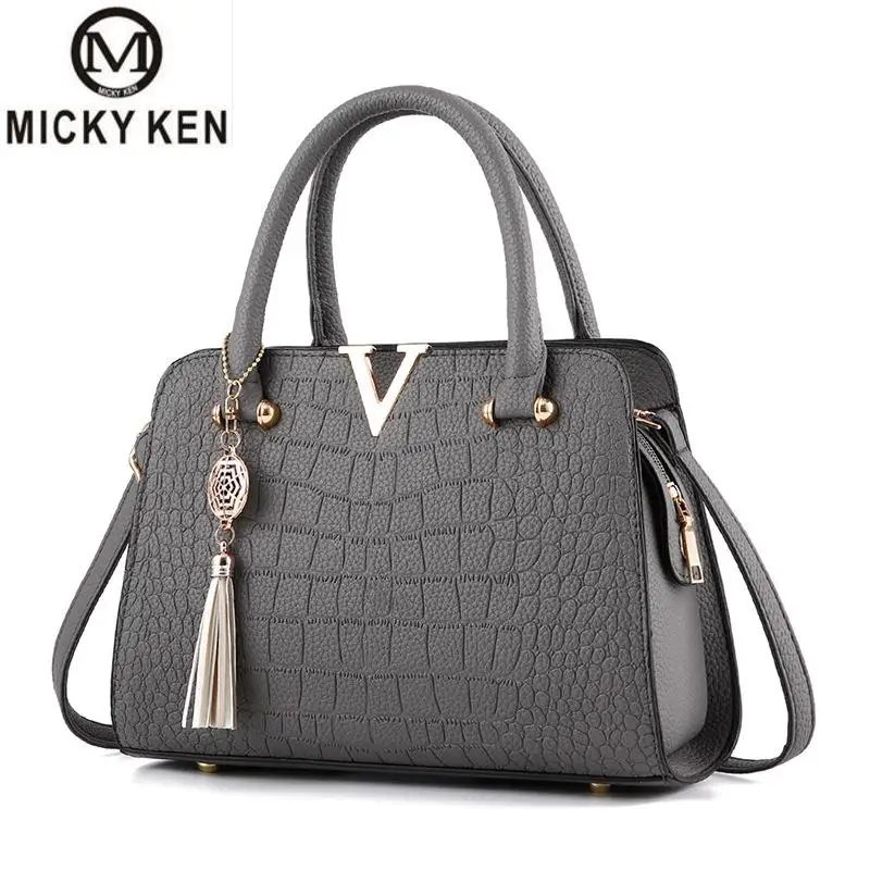 Женская сумка мессенджер MICKY KEN с V образным крокодиловым узором Роскошная