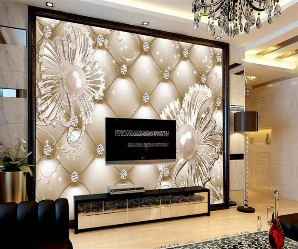Beibehang пользовательские обои 3D мягкая посылка ювелирные изделия с алмазами цветок Роскошные стены 5d декоративные обои 8d кристалл тиснением росписи