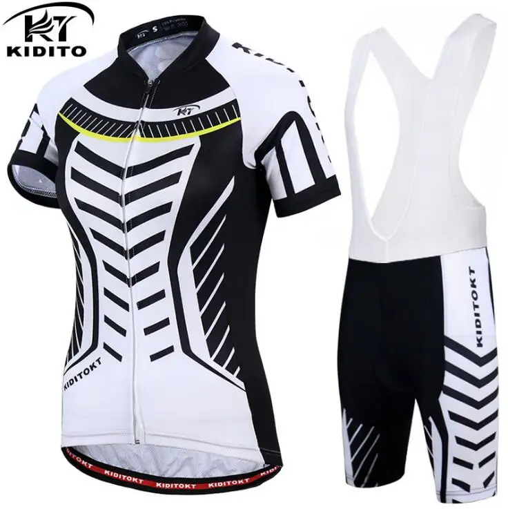 KIDITOKT Велоспорт Джерси Набор pro team дешевая одежда, Китай roupa de ciclismo feminino roupa ciclismo Женская велосипедная одежда - Цвет: Jersey and Bib Pants