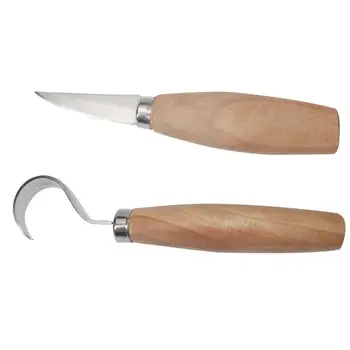 

2PCS/Set Stainless Steel Woodcarving Cutter Woodwork Sculptural DIY Wood Handle Spoon Carving Knife Woodcut Tools Dropshipping