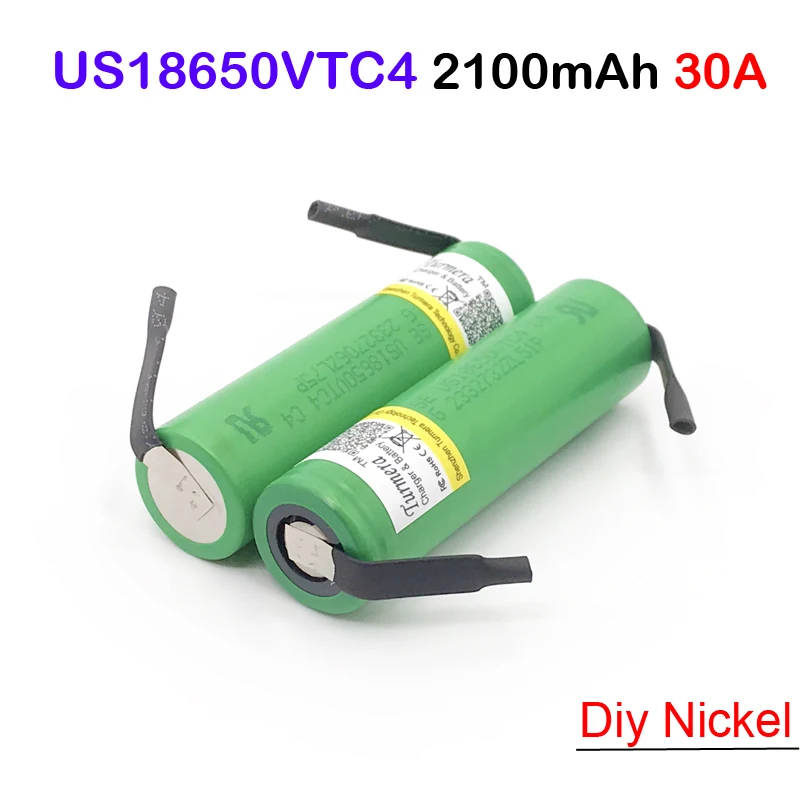 Батарея 18650 коробка мод vtc4 30a оригинальный US18650VTC4 с 30A 2100 мАч diy никель для