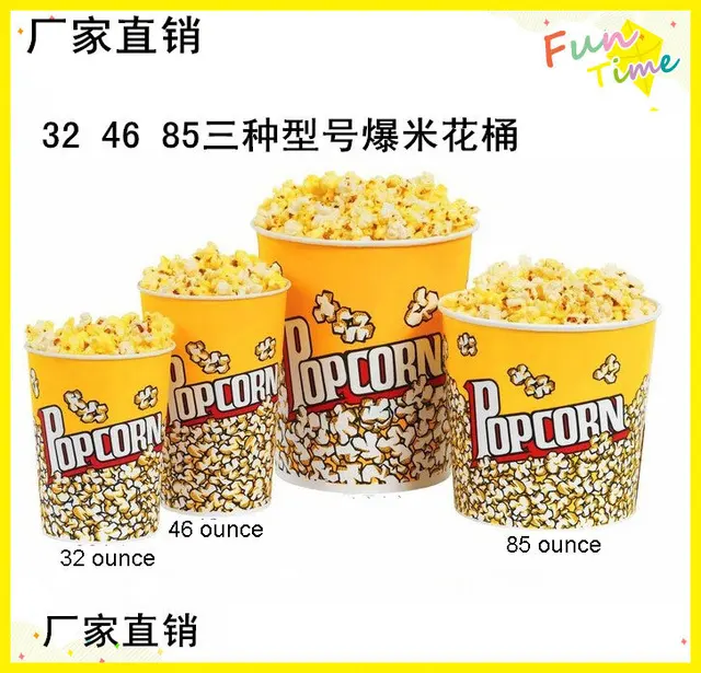 Popcorn Bucket 32 46 85 Ounces Special Paper Barrels Paper Cups 50