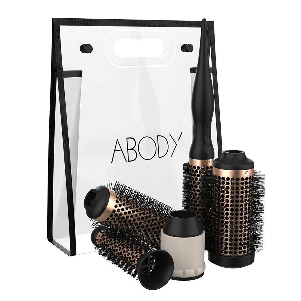 Abody Aluminum Round Hair Brush Ceramic Hair Curly Brush Set 4 Barrels