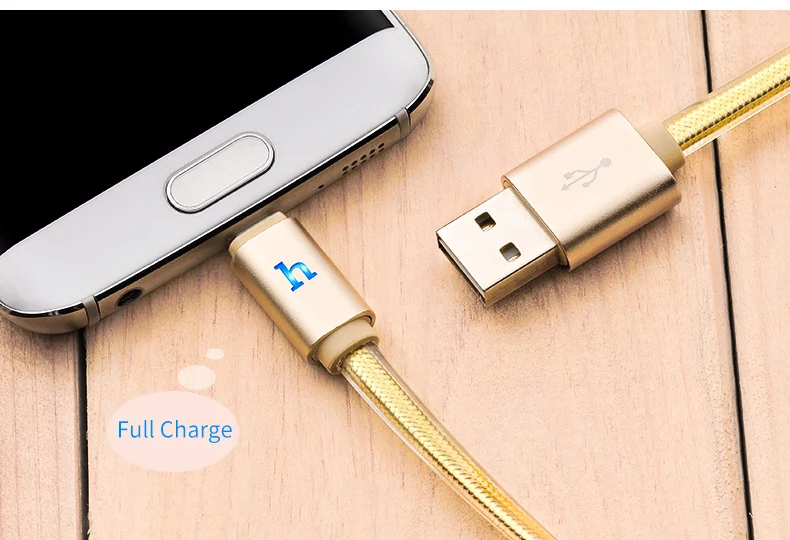 HOCO металлический Плетеный плоский Micro USB кабель светодиодный 2A кабель для быстрой зарядки данных для Xiaomi samsung Android usb зарядный шнур Microusb Новинка