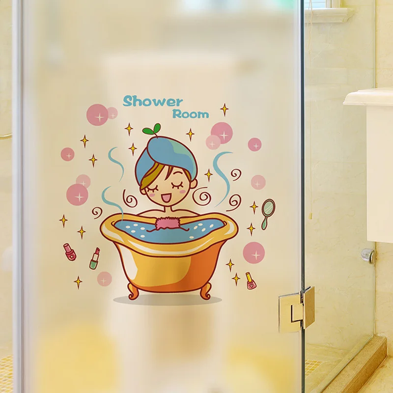Lovely girl in the bath Glass Door Wall Sticker Shower Waterproof bathroom Home Decoration Art Decals Stickers wallpaper Lovely girl in the bath Glass Door Wall Sticker Shower Waterproof bathroom Home Decoration Art Decals Stickers wallpaper