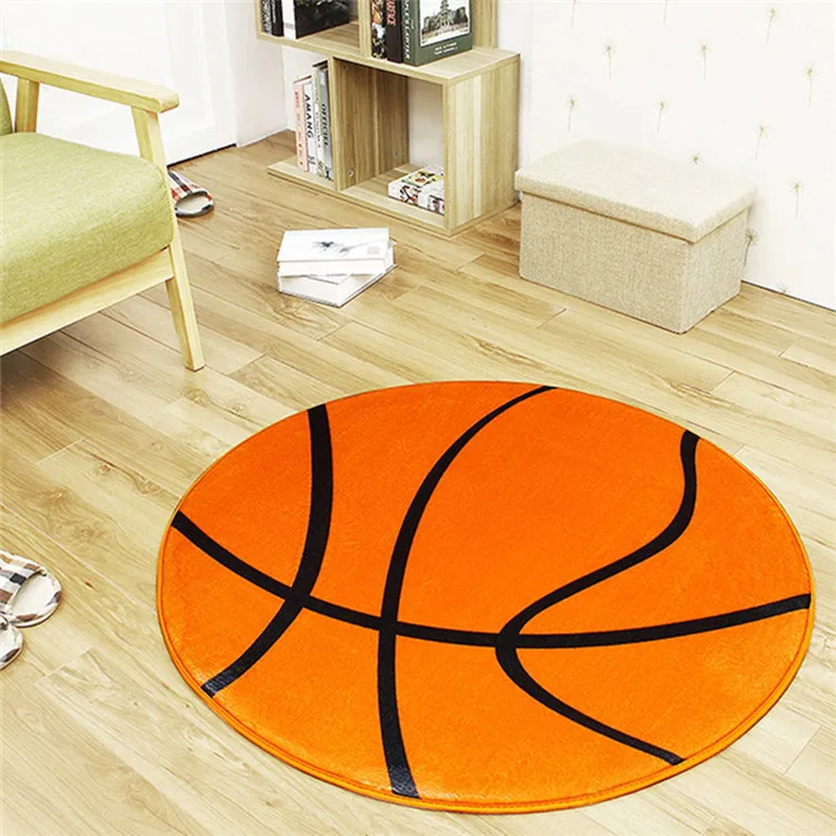 Black White Football/Basketball/Volleyball Round Carpet