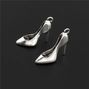 

15Pcs Silver Color 3D High-heeled Charms Lady's Shoes Pendant Making DIY Handmade Crafts Jewelry Accessories A3098