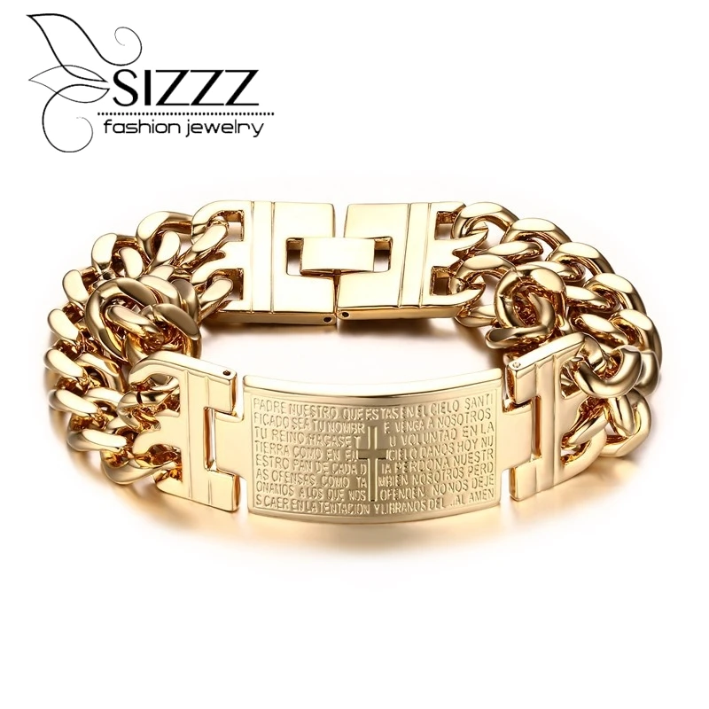 Браслеты модные мужские изделия Иисуса крест из нержавеющей стали персонализированные очарование человек подарки