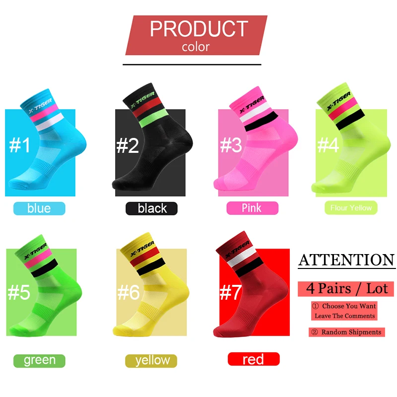 X-TIGER, 4 пар/лот, профессиональные носки для велоспорта, носки для шоссейного велосипеда, Компрессионные спортивные носки для мужчин и женщин