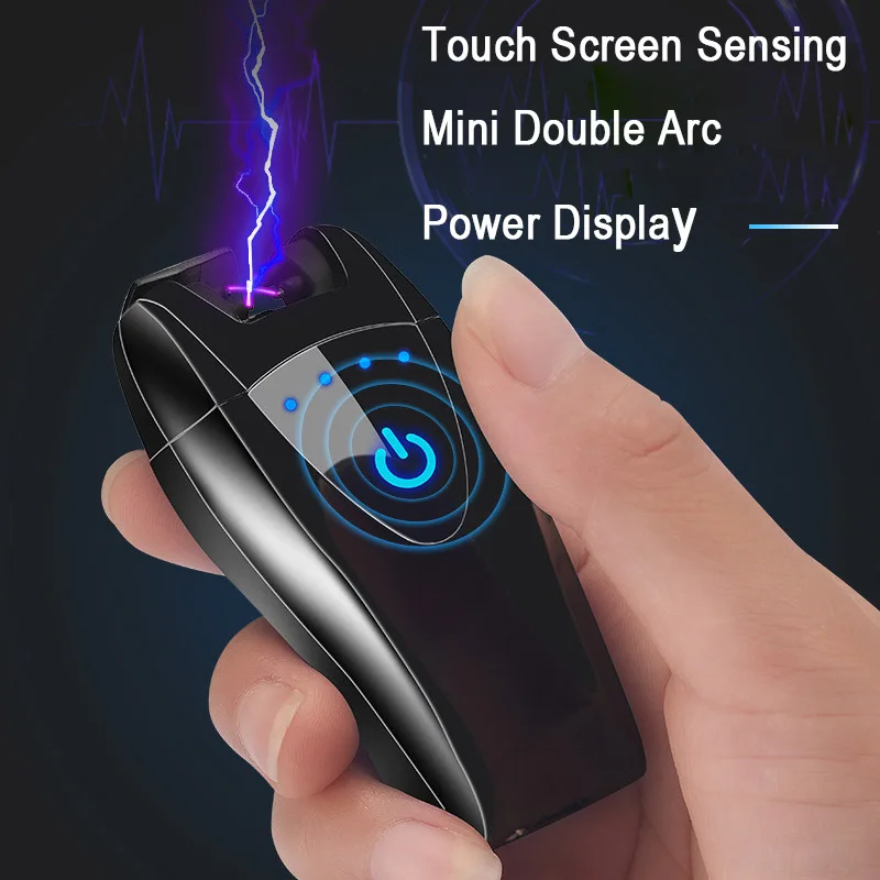 

Smart Touch Screen USB Lighter Double Arc Windproof Flameless Electronic Lighter Cigarette Lighter Plasma Lighter