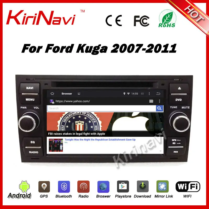 Cheap KiriNavi Android 7.1 car stereo dvd player for ford kuga car radio 2008 2009 2010 2011 navigation multimedia WIFI 3G Playstore 4