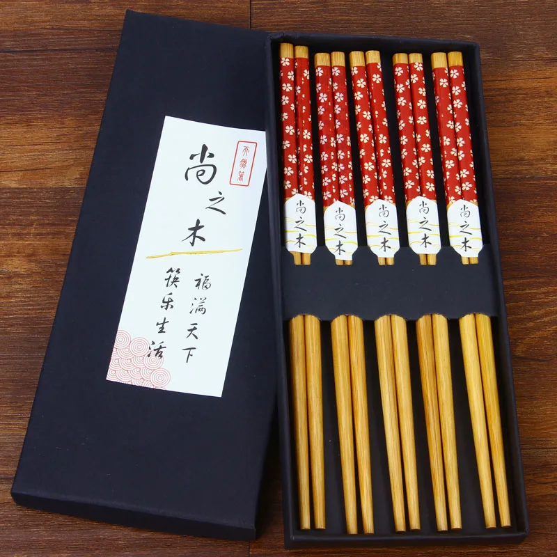 WCIC натуральные бамбуковые многоразовые китайские палочки для еды посуда столовая еда японские палочки для подарка Суши Палочки для еды