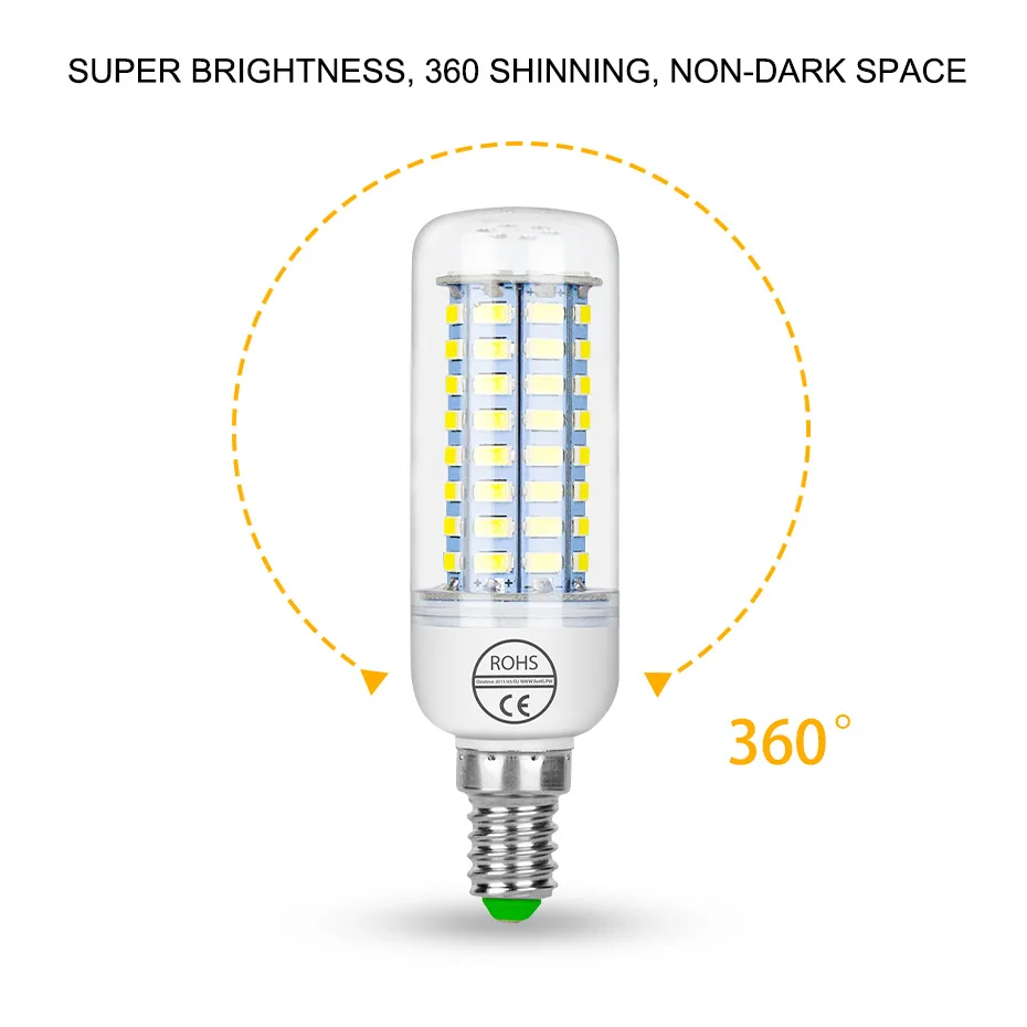 E27 E14 светодиодный светильник 5730SMD 220 V Светодиодная лампа 24/36/48/56/69/72 светодиодный s светодиодный лампа для люстры лампы в форме свечи освещения Теплый Холодный белый