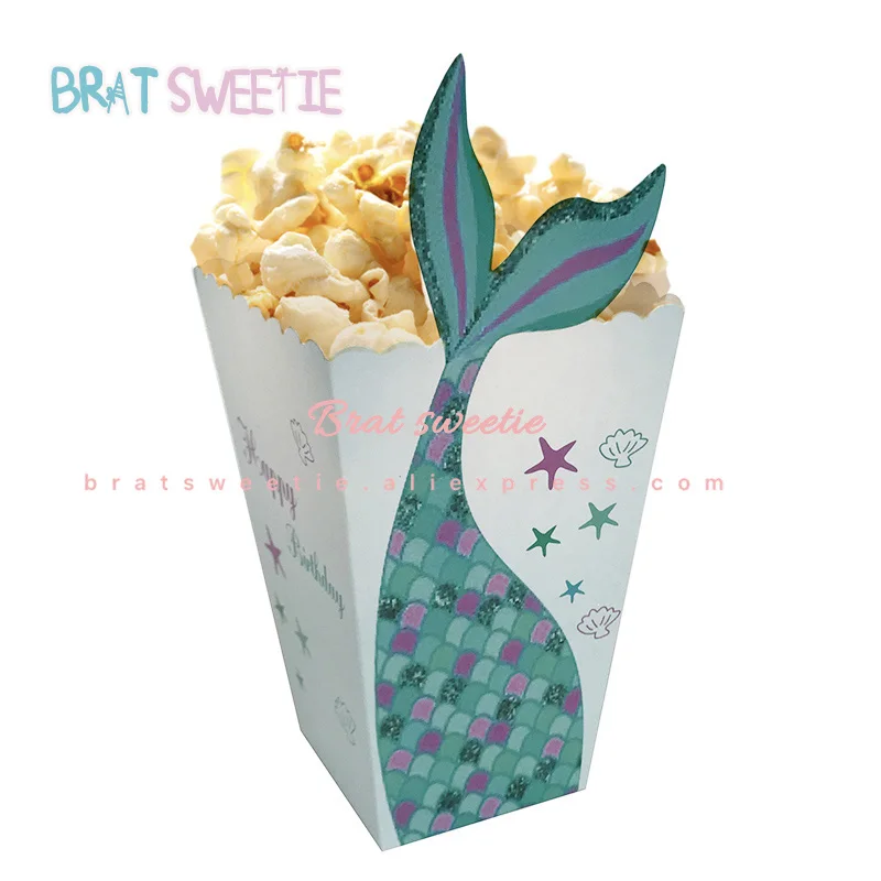 Вечерние русалки под морем хвост русалки Goodie Popcorn коробка Беби Шауэр детский день рождения предметы для вечеринки, сувениры подарочная коробка