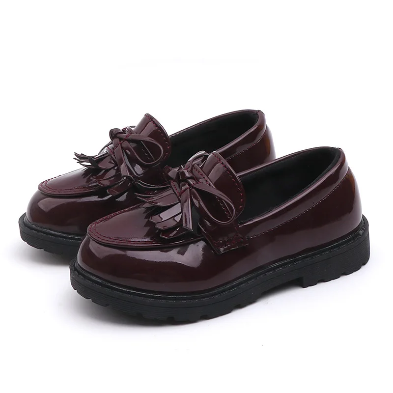 Vestido de Couro Sapatos para Crianças Novas Meninas Preto Casamento Patente Couro Crianças Escola Oxford Sapatos Plana Moda Borracha A568 22 Mamãe e Bebê