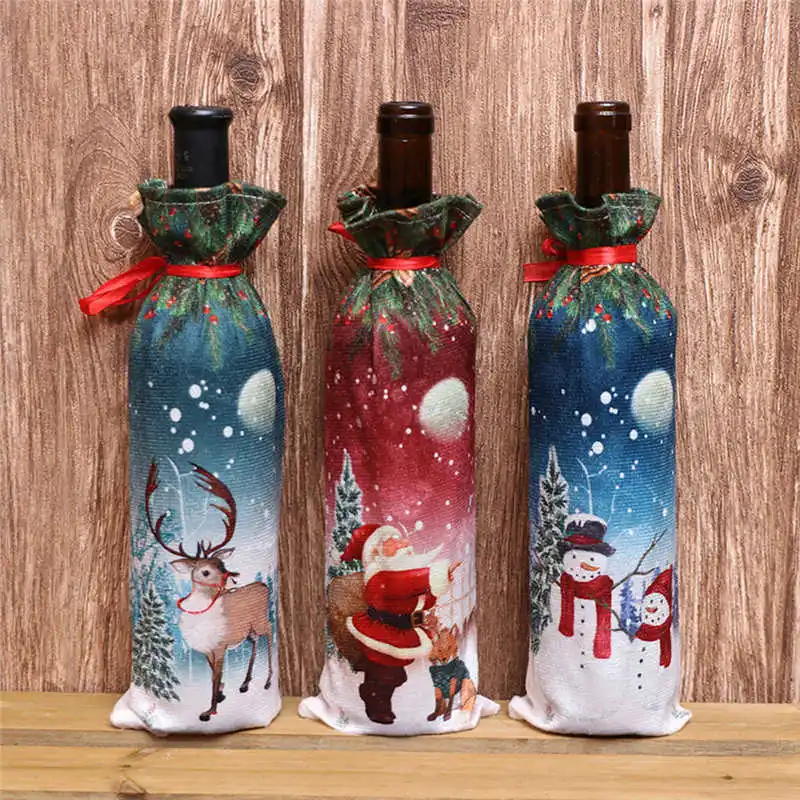 Christmas Xmas Wine Bottle Covers Bag Santa Claus Snowman Bottle Cover Dinner Table Decoration for Home New Year Products #2o26 (7)