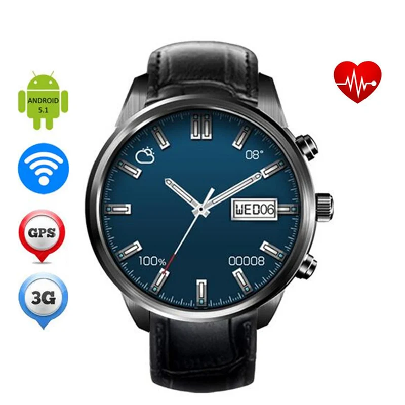 New Bluetooth Smart watch Finow X5 plus Android 5.1 1GB RAM 8GB ROM Support 3G GPS WiFi Heart Rate Monitor smartwatch PK LEM5 X3