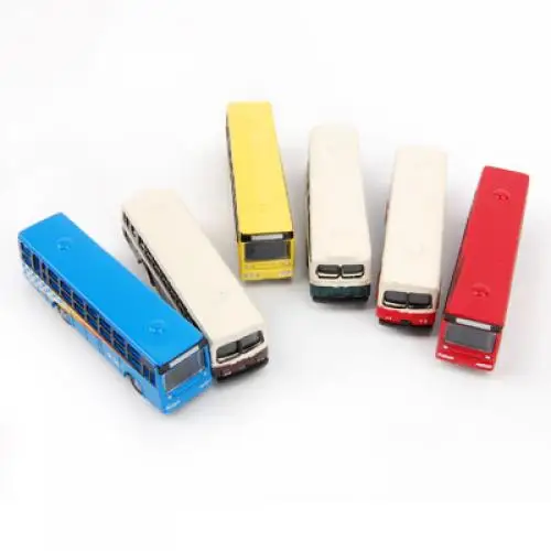 6pcs/Pack Diecast Model Bus Train Layout Railway Scenery N 1:160 - 1:200 Model Building Accessories